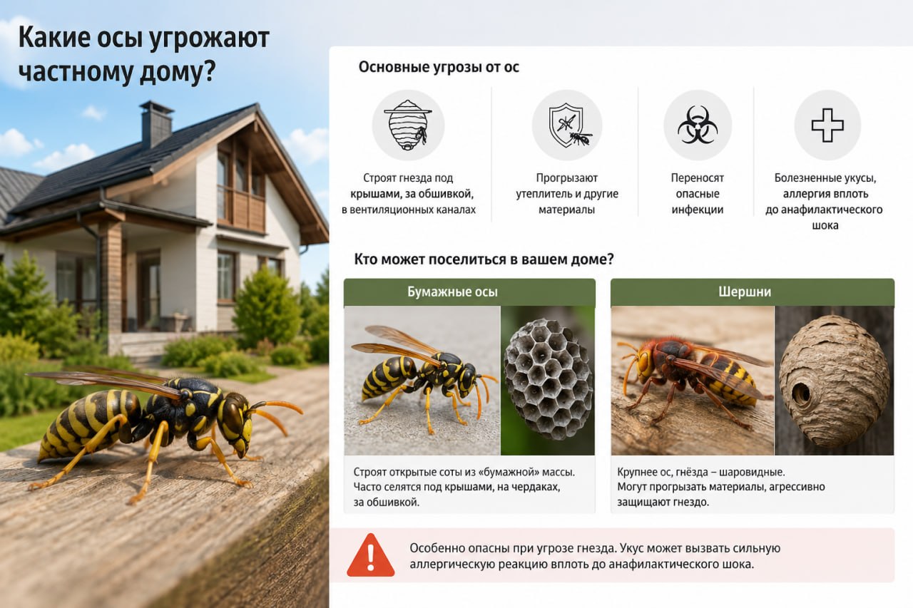Какие осы угрожают частному дому